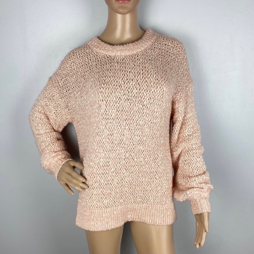 NEW MADEWELL PINK MARLED KNIT PULLOVER SWEATER - Picture 2 of 9